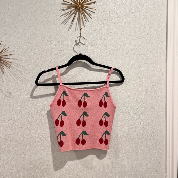 Selling cherry tank, soft fabric, size small, crop top - Picture 1 of 3